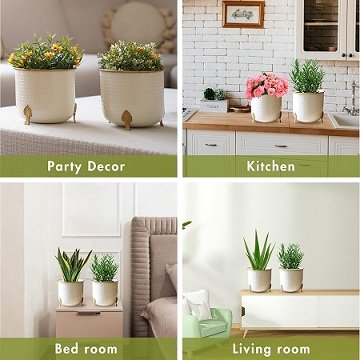 Metal Hammered White Planter